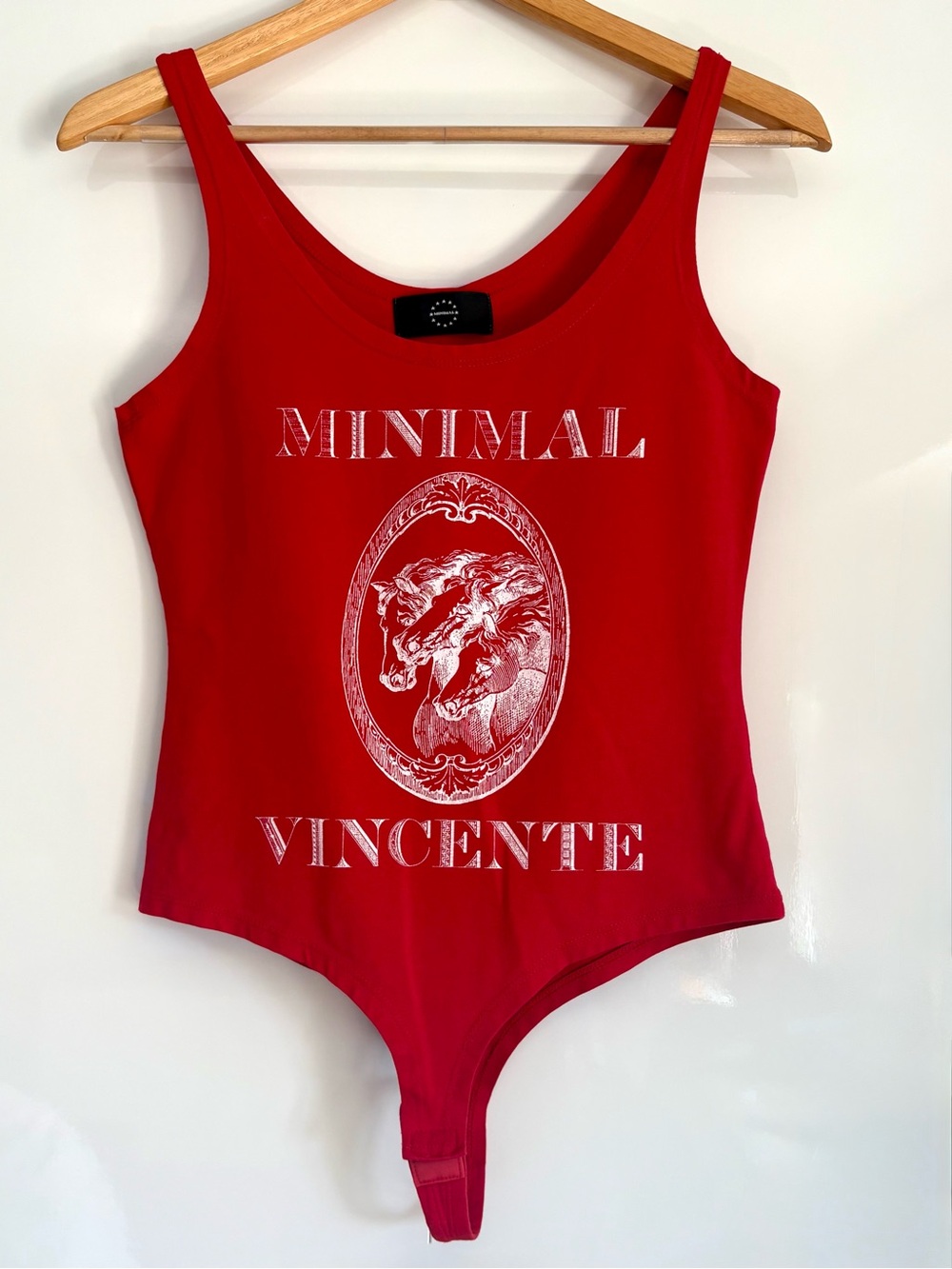 Minimal Red Graphic Tank Bodysuit, size M/L